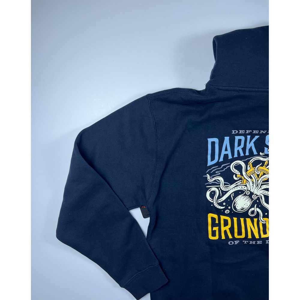 Dark Seas Grundens Great Depths Coastal Fleece Hoodie Navy Blue Mens L NWT - Picture 9 of 15